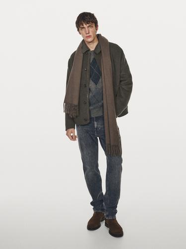 Zara Short wool blend coat with padded lining - Tortoise shell