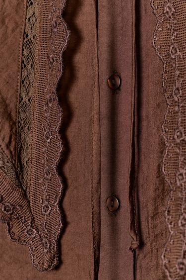 FLOWING SHIRT WITH PETER PAN COLLAR - Dark brown by Zara - Image 6