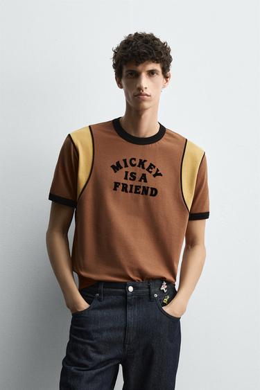 Zara HARRY LAMBERT FOR ZARA X DISNEY 對比文字 T 恤 - 棕色