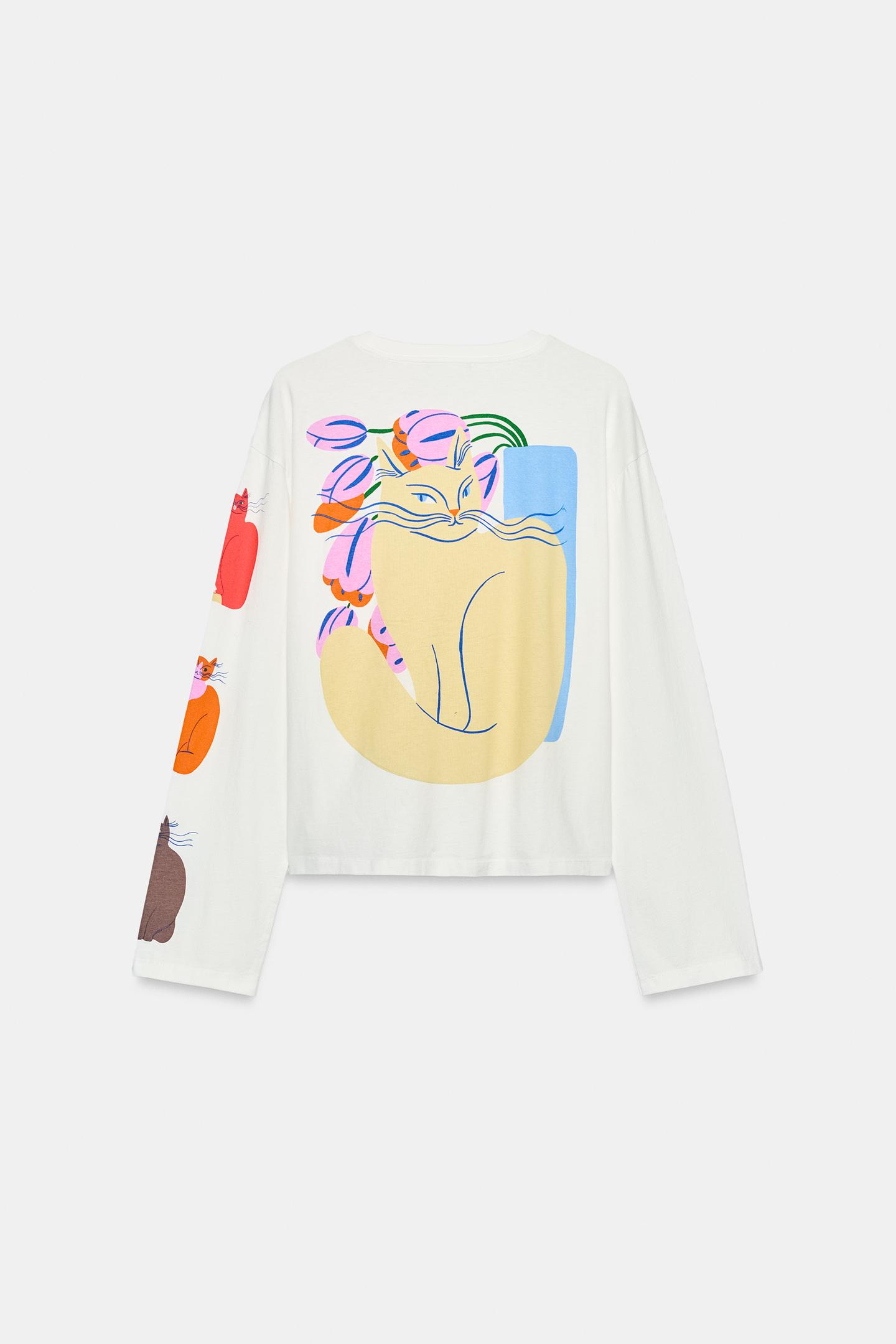 Женская футболка Zara Agathe Singer Print, цвет: Устричный белый — фото 6