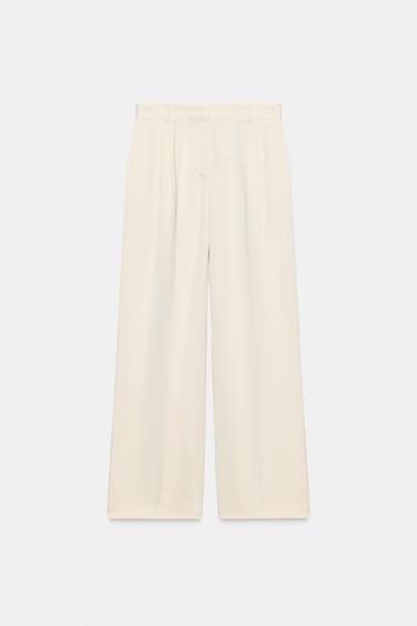 STRAIGHT TROUSERS WITH DARTS - Oyster-white by Zara