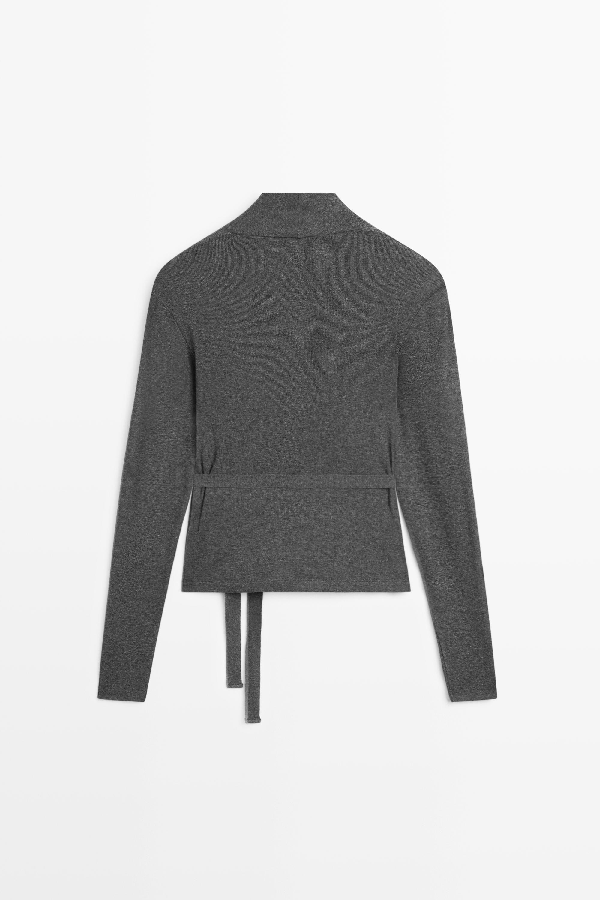 Cotton-cashmere blend wrap T-shirt
