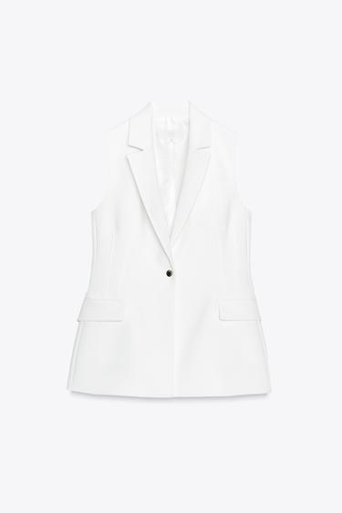 LONG WAISTCOAT WITH ONE BUTTON - Ecru by Zara - Image 3