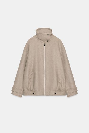 WOOL BLEND BOMBER JACKET WITH HIGH NECK - Light mink by Zara - Image 6