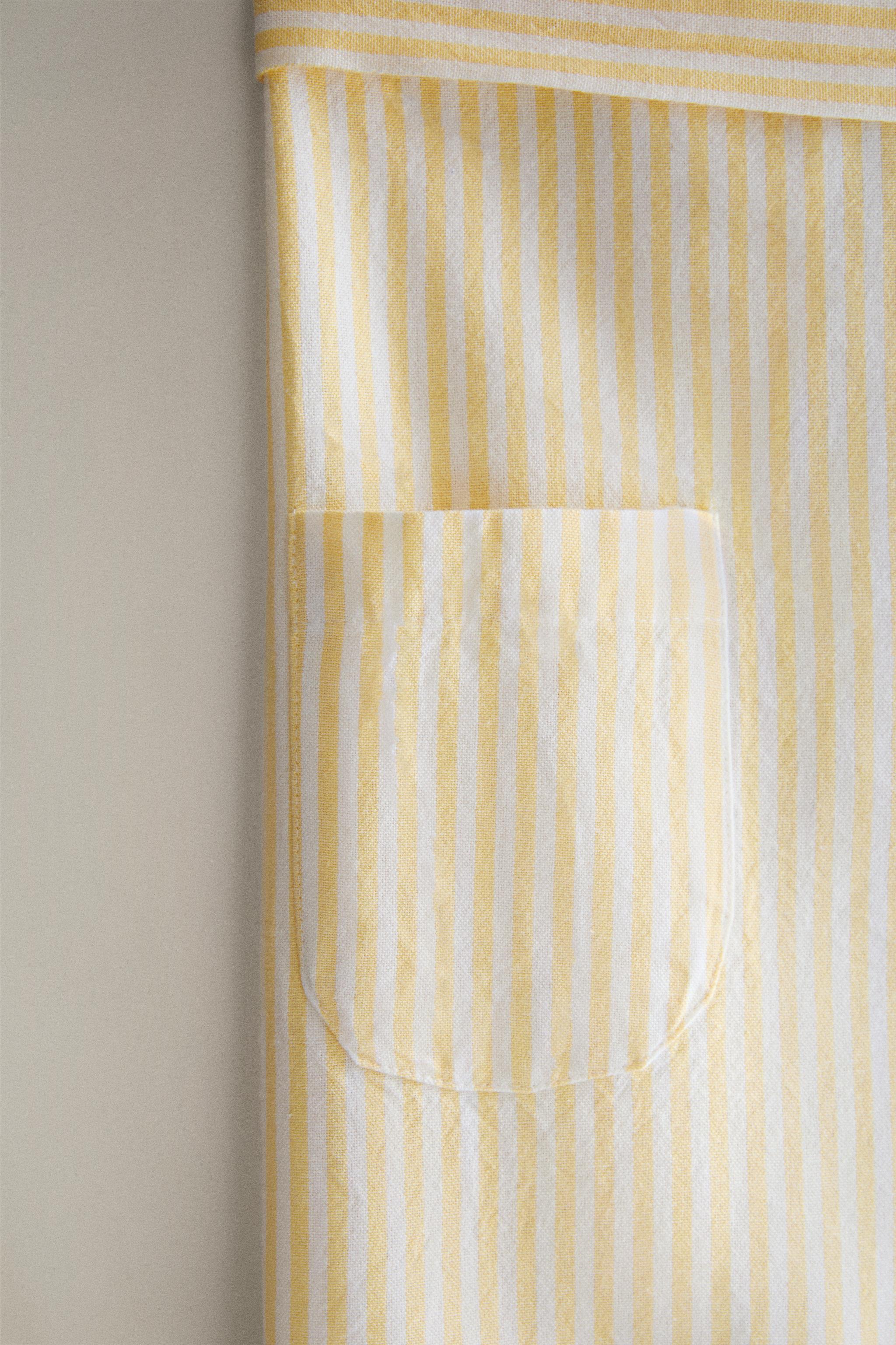 STRIPED RUFFLED APRON — Yellow