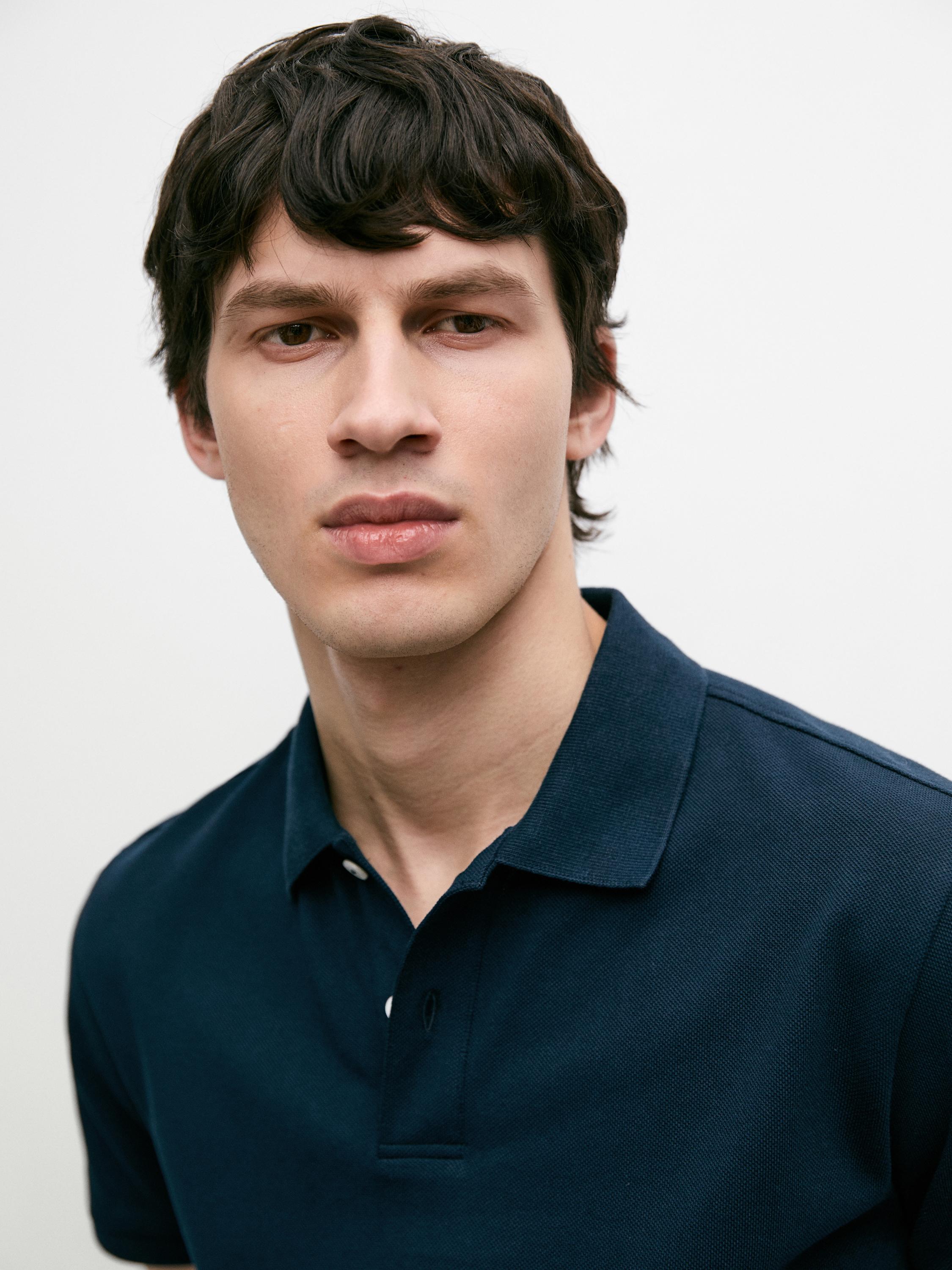 Micro-textured cotton piqué polo shirt