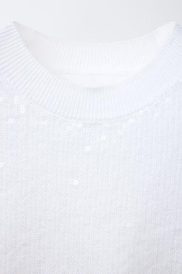 KNITTED SEQUIN TOP - Ecru by Zara - Image 2