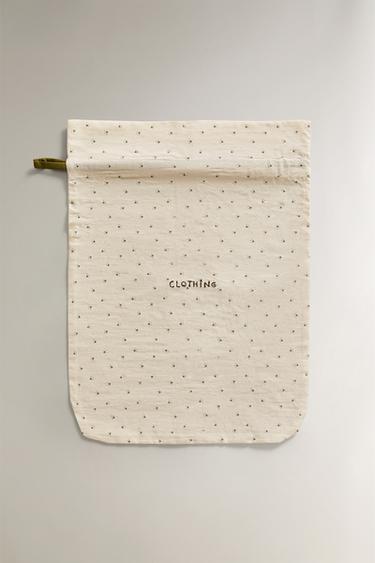 KIDS' FLORAL COTTON LAUNDRY BAG - Green by Zara - Image 3