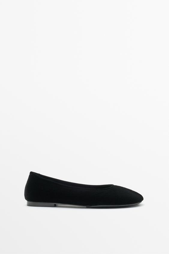 Ballerine en velours - Noir de Zara - Image 0