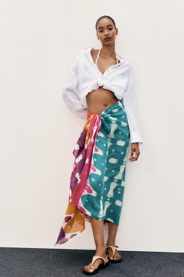 PRINTED SCARF WITH COTTON - Multicoloured by Zara - Image 0