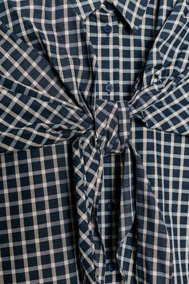 CHEMISE À CARREAUX FOULARD ZW COLLECTION - Bleu marine de Zara - Image 10