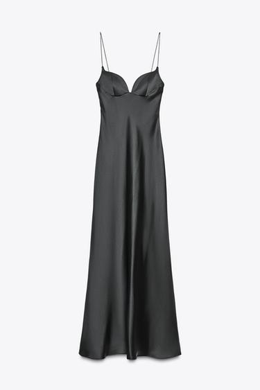 LONG SATIN DRESS - Black by Zara - Image 5