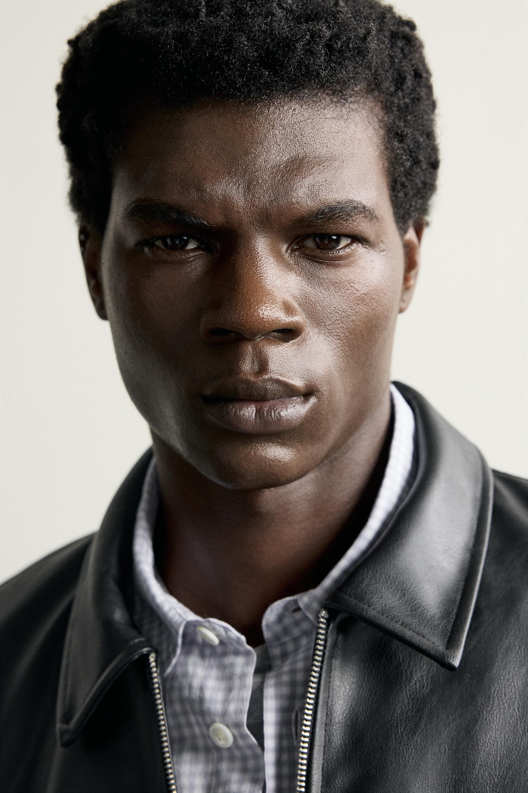 REGULAR FIT FAUX-LEATHER-EFFECT JACKET