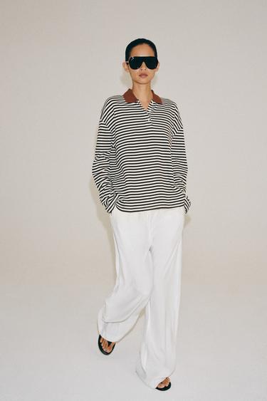 Zara STRIPED POLO SHIRT - striped