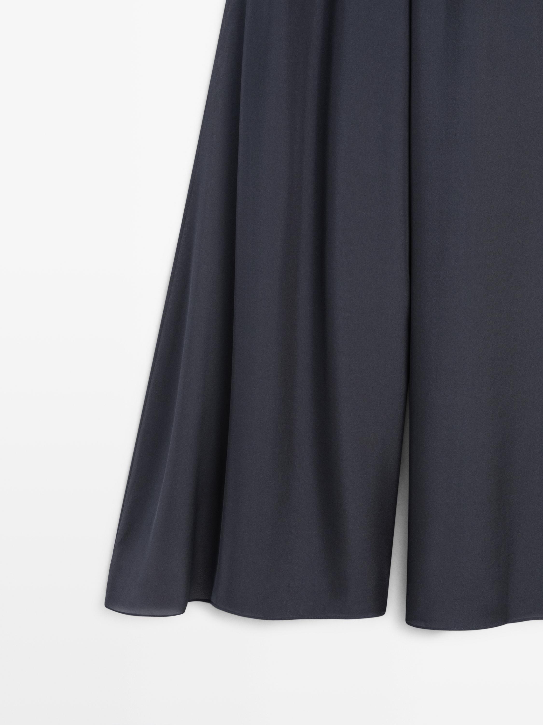 Flowing voluminous 100% silk trousers