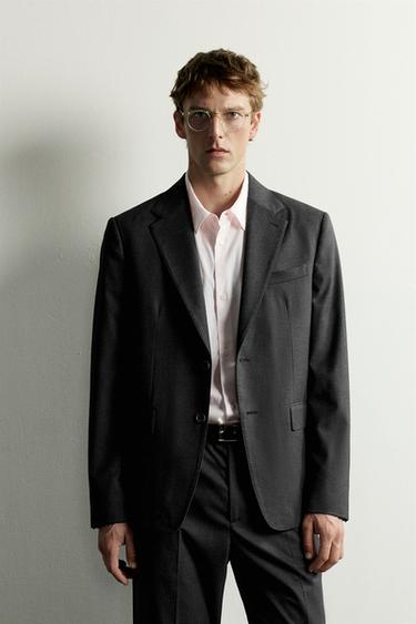 SLIM FIT TEXTURED SUIT BLAZER - Anthracite Grey by Zara