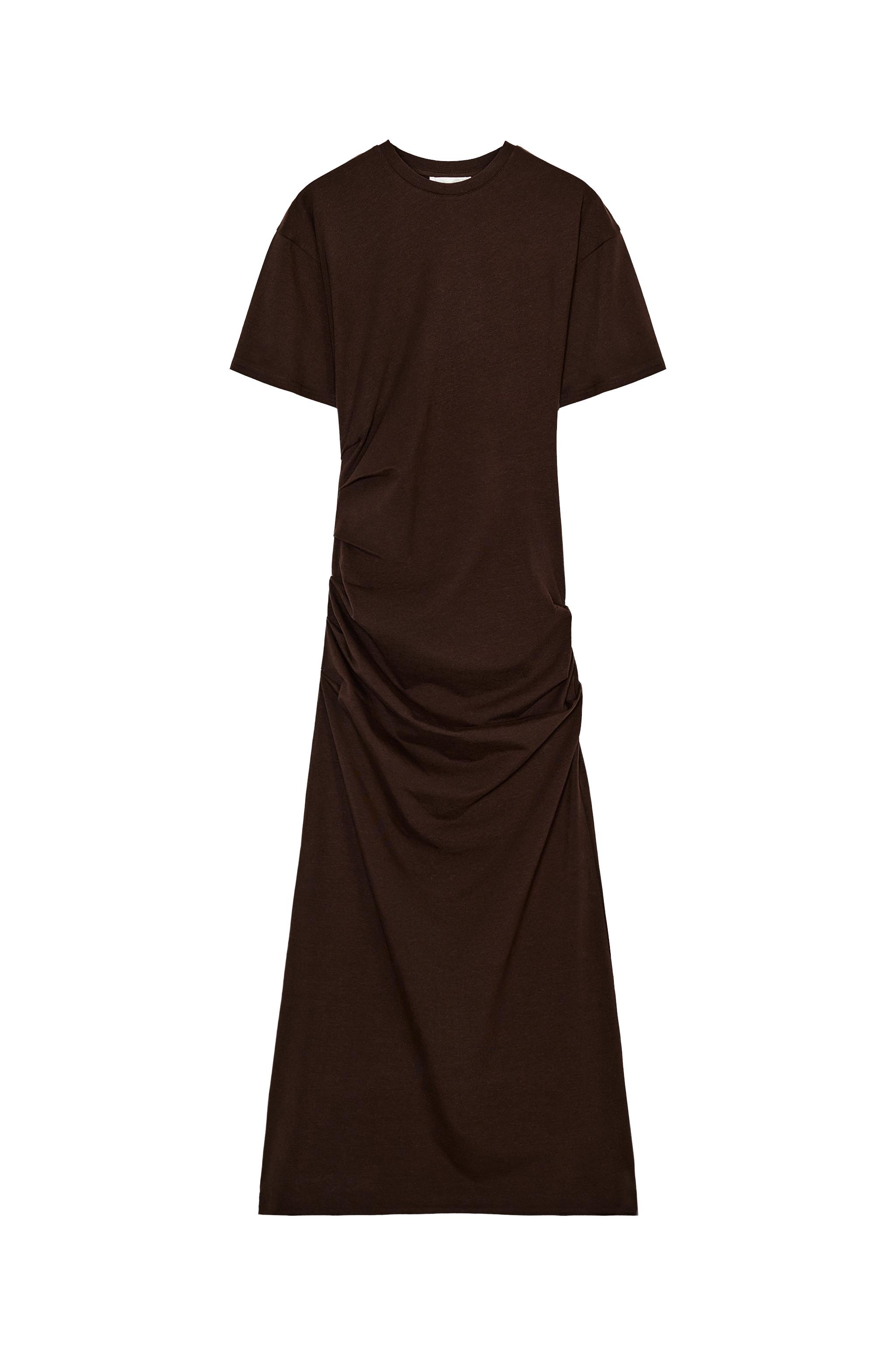 LONG DRAPED DRESS - Brown | ZARA United States LONG DRAPED DRESS - Brown | ZARA United States