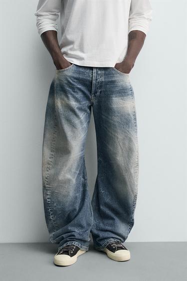 BARREL FIT JEANS WITH TWISTED SEAMS - Blue by Zara - Image 1