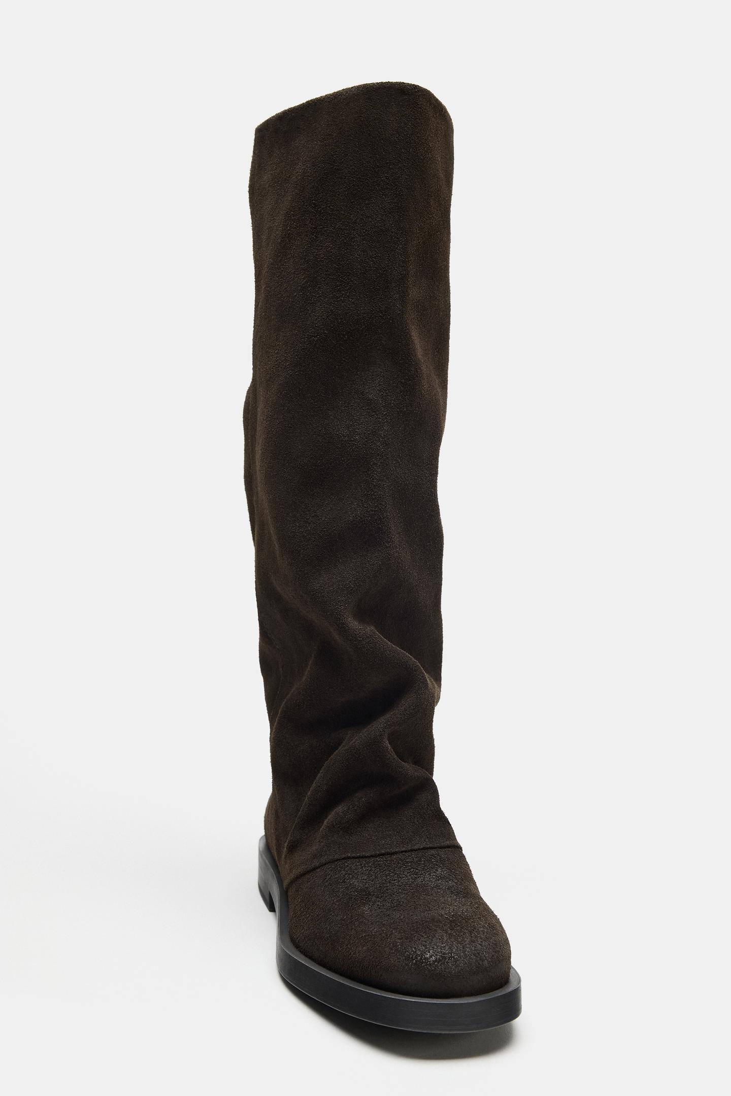 Женские ботинки Zara Suede High, цвет: Коричневый — фото 5