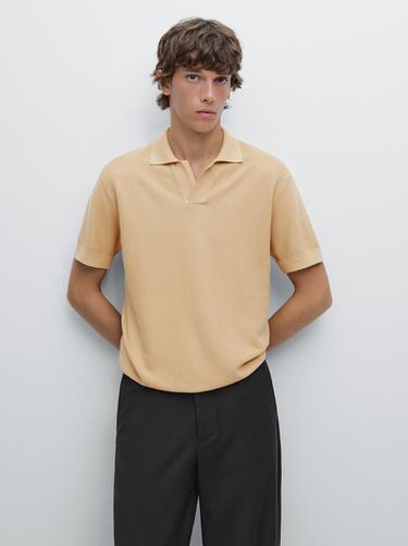 Zara Textured knit short sleeve polo shirt - 799