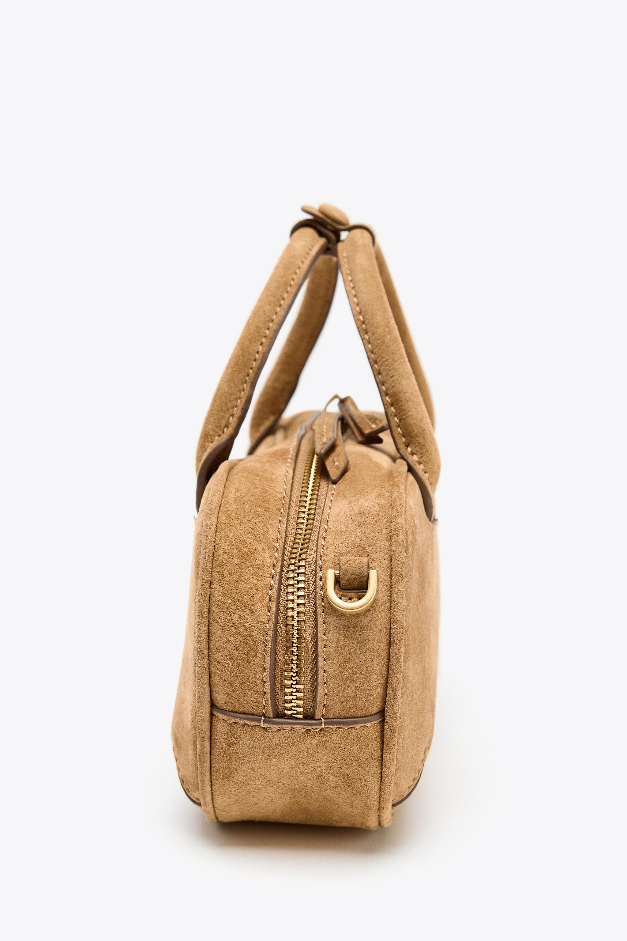 zara ザラ ダブルハンドルスプリットスエードミニバッグ ハンドバッグ ダブルハンドルスプリットスエードミニバッグ - サンド/ブラウン