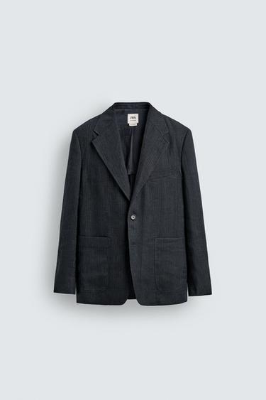 100% LINO ŠVARKAS SU DRYŽELIAIS – Indigo – „Zara“