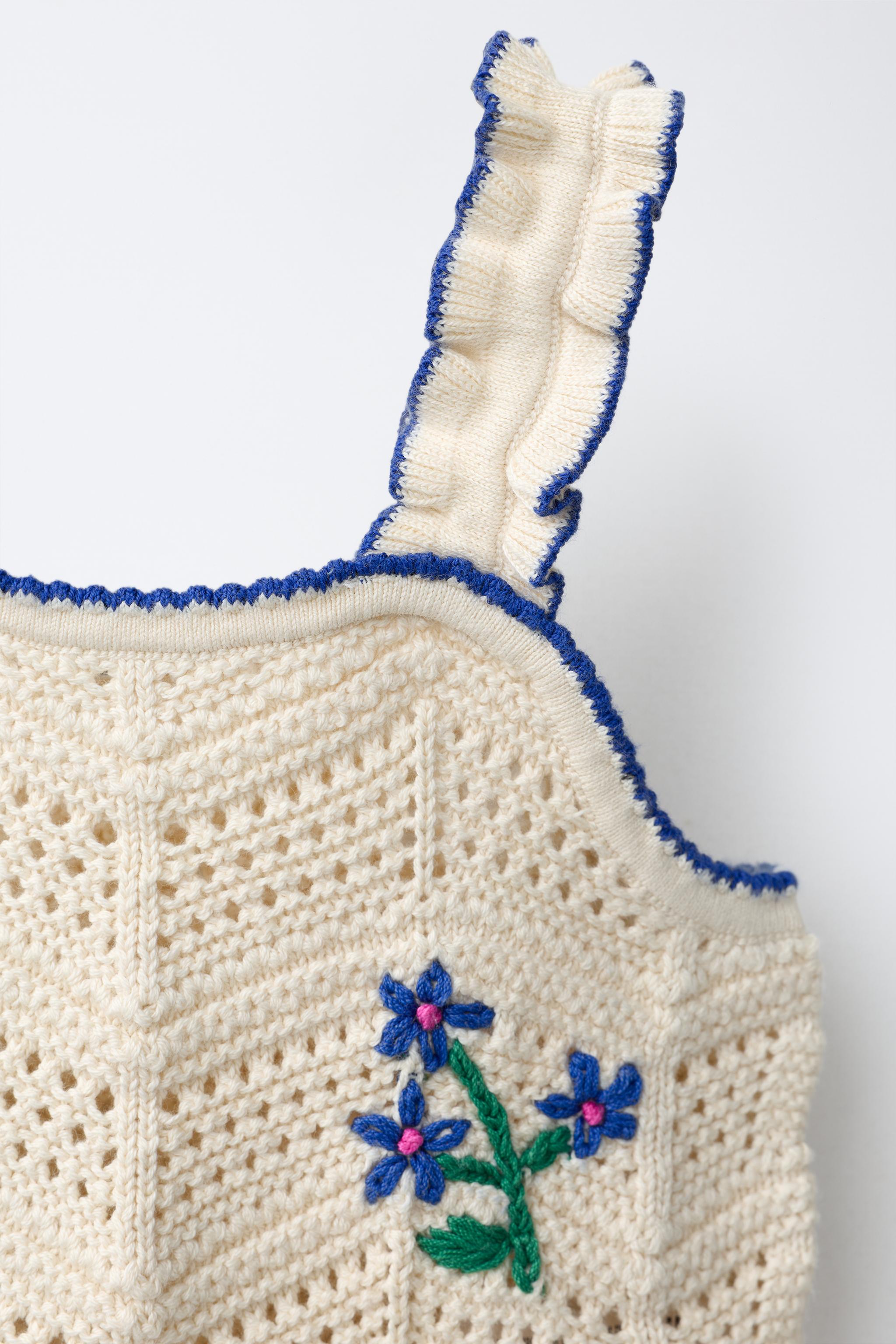 Детские свитеры Zara EMBROIDERED FLOWER KNIT TOP — фото 4