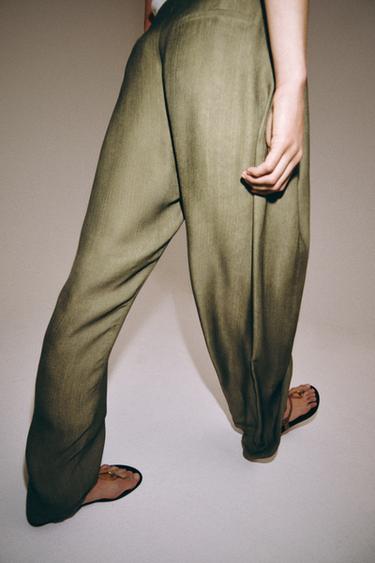 ZW COLLECTION FLOWING TROUSERS - Dark olive by Zara - Image 2