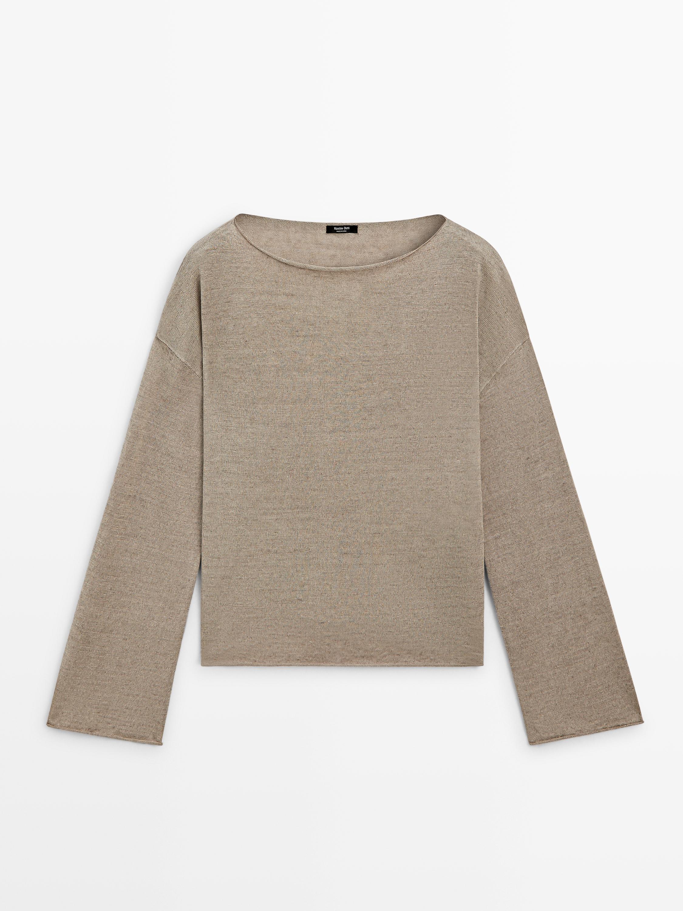 100% linen knit boat neck sweater