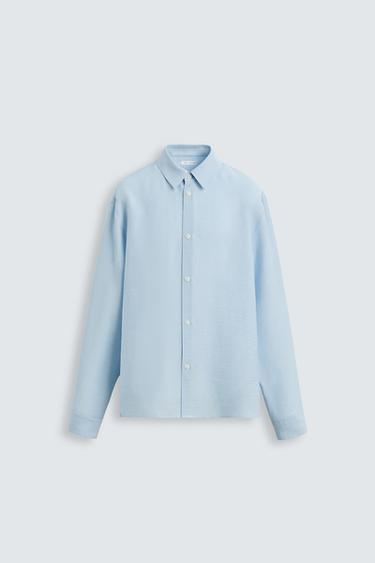CAMISA REGULAR FIT ESTRUCTURA - Celeste de Zara