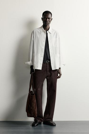 Overshirt בגזרת Relaxed fit עם פסים - לבן של Zara - תמונה 0