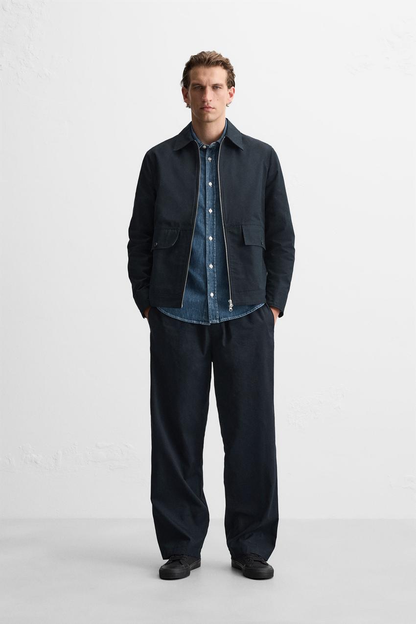 JACKE MIT TASCHEN UND REISSVERSCHLUSS - Marineblau | ZARA 