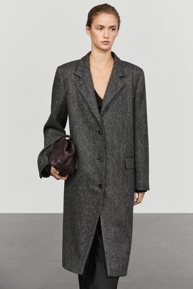 Long wool blend coat with marl finish — Gray 2