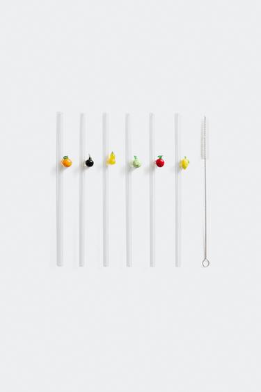 PACK OF GLASS STRAWS WITH FRUIT FIGURES (PACK OF 6) - 990 by Zara
