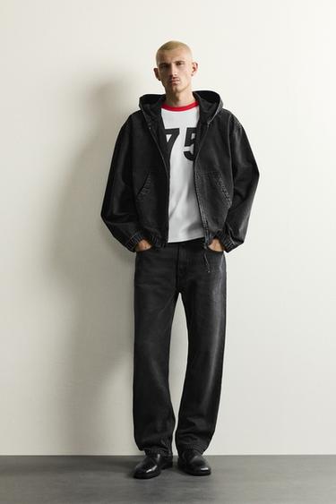 JAQUETA JEANS COM CAPUZ - Carvão da Zara - Imagem 0
