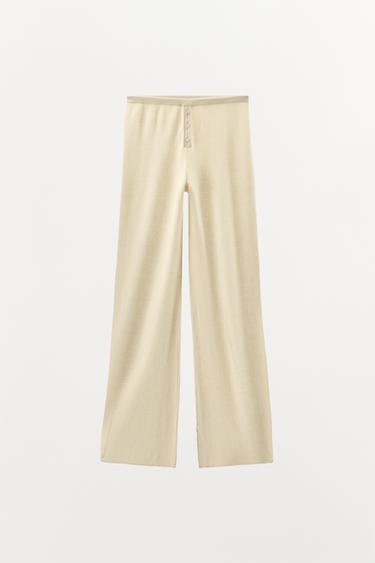 KNIT TROUSERS WITH BUTTONS - Ecru by Zara