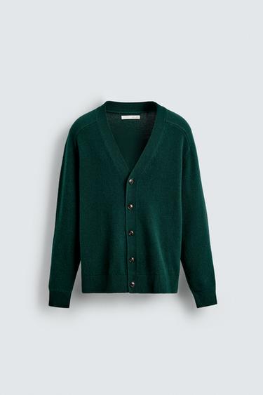 WOOL AND CASHMERE CARDIGAN - Green by Zara
