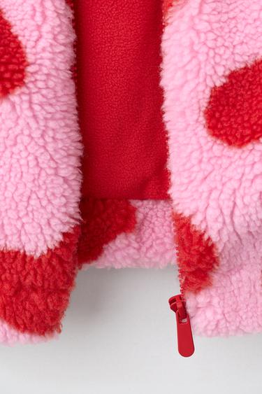 BLOUSON EFFET MOUTON IMPRIMÉ CŒURS - Rose de Zara - Image 7