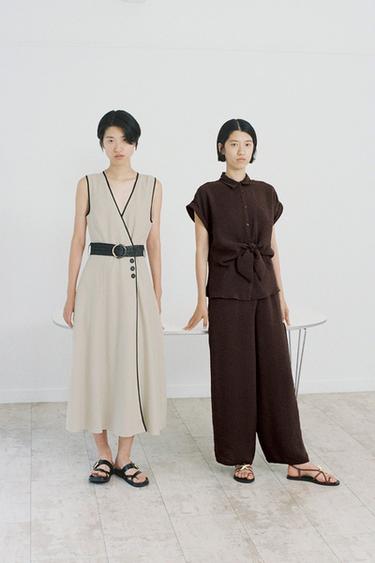 WIDE-LEG TROUSERS WITH ELASTIC WAIST - Brown by Zara