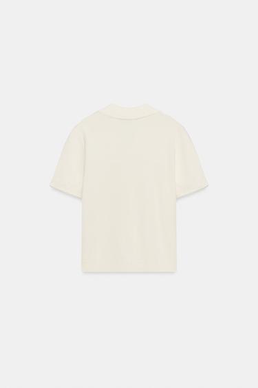 POLO EN MAILLE DENTELLE CONTRASTE - Blanc de Zara - Image 5