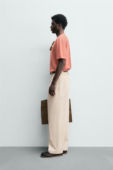 COTTON/LYOCELL STRAIGHT-LEG TROUSERS - Sand by Zara - Image 3