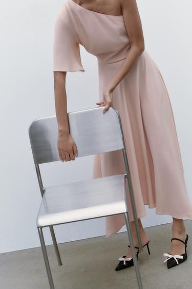 ROBE CRÊPE ASYMÉTRIQUE - Rose poudré de Zara - Image 1