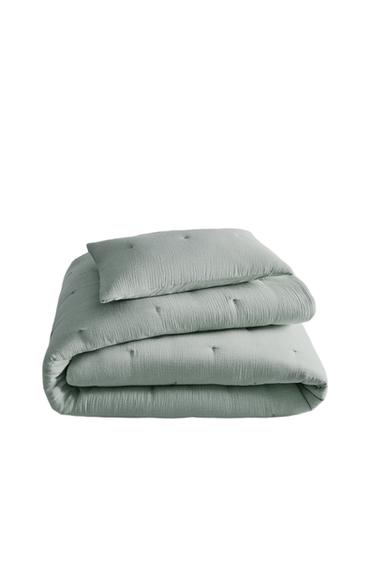 KIDS' PLAIN MUSLIN BEDSPREAD - Green by Zara