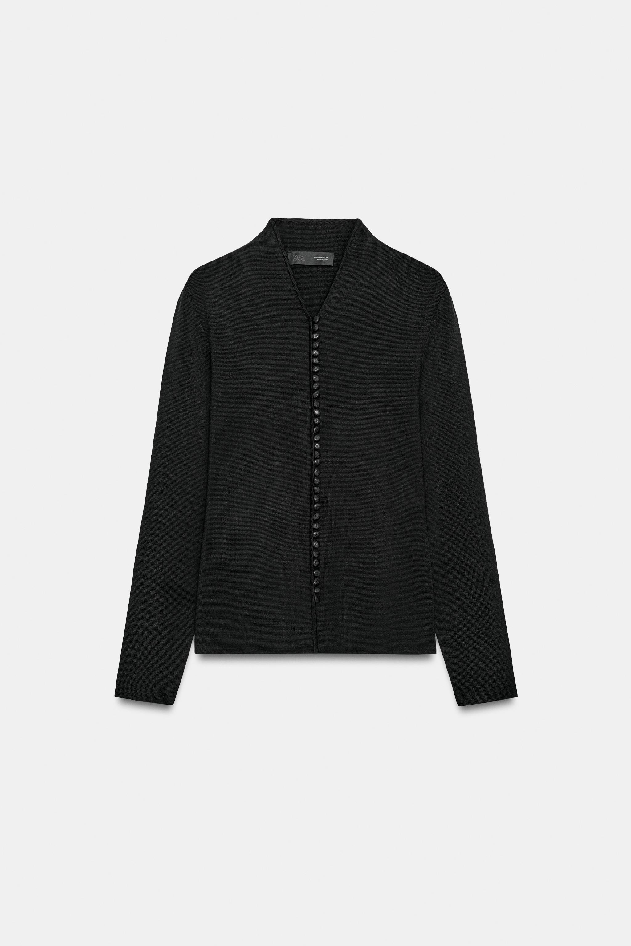 FABRIC-COVERED BUTTON CARDIGAN - Black | ZARA South Africa