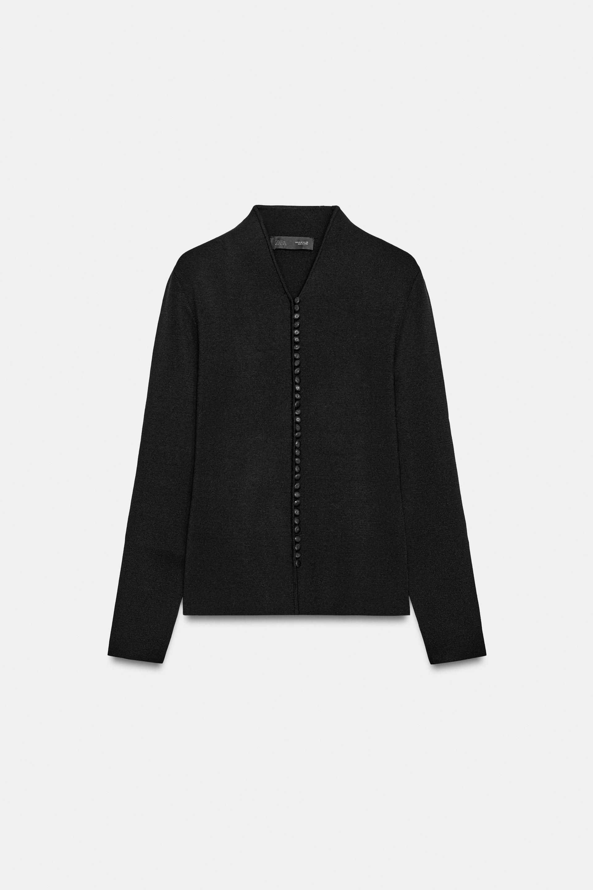Fabric-Covered Button Cardigan