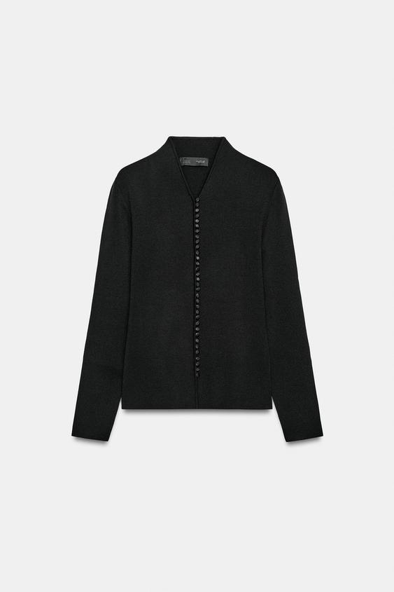 CASACO BOTÕES FORRADOS - Preto da Zara - Imagem 0