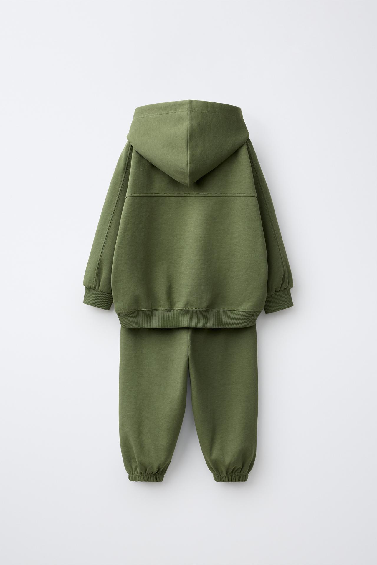 INTERLOCK JOGGING SWEATSHIRT AND JOGGER PANTS SET — Mid-green