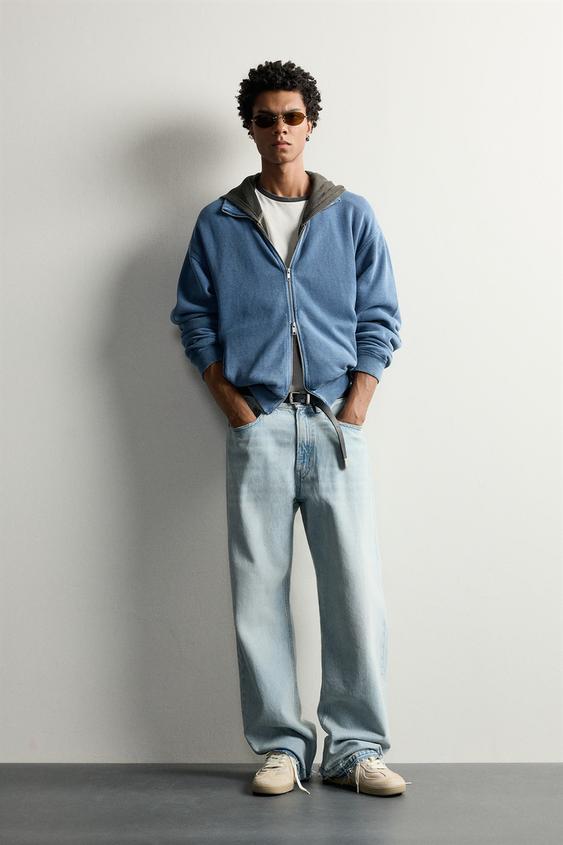 CHAQUETA RIB LAVADO CREMALLERA - Azulado de Zara - Imagen 0
