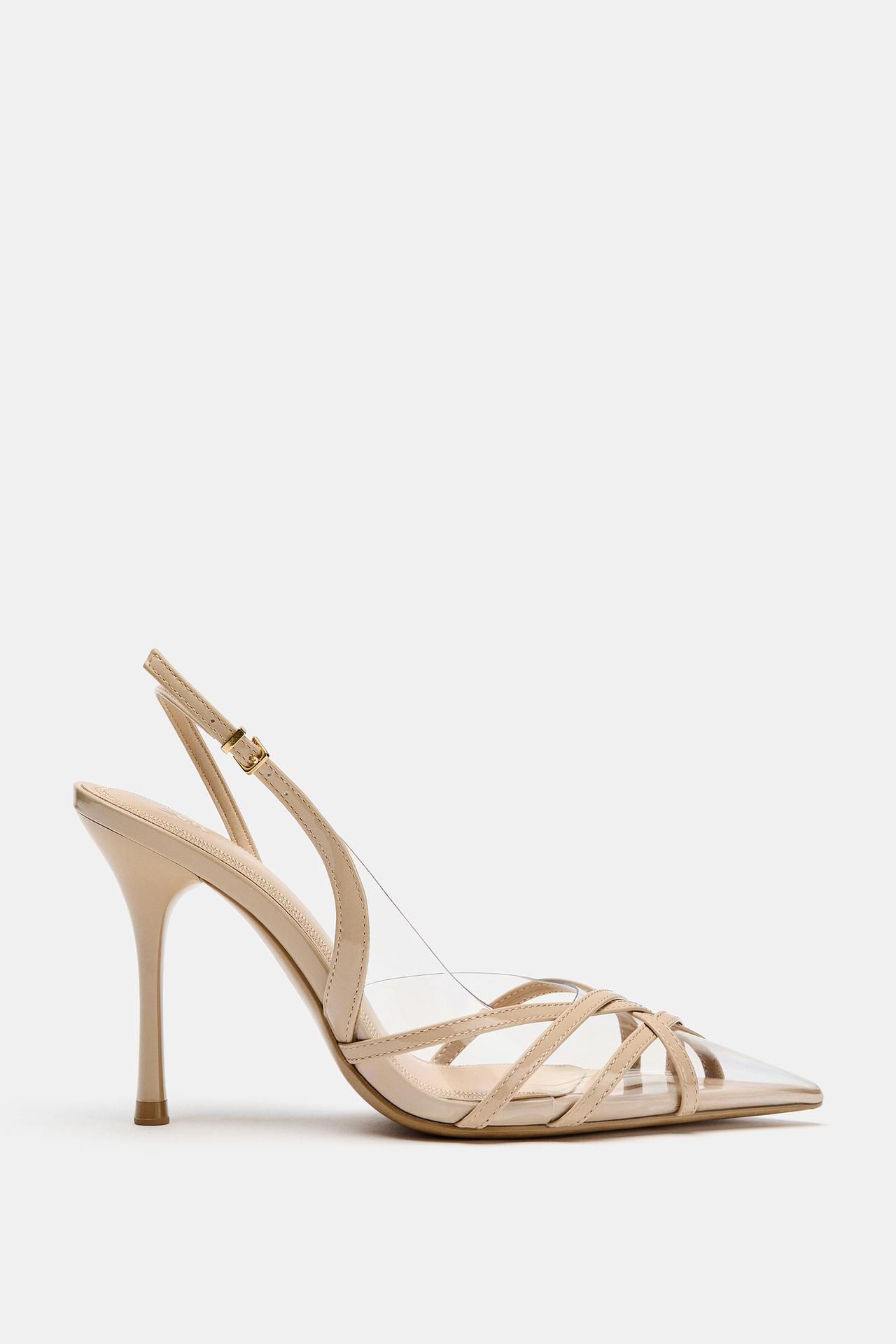 VINYL HIGH HEEL SHOES — Beige