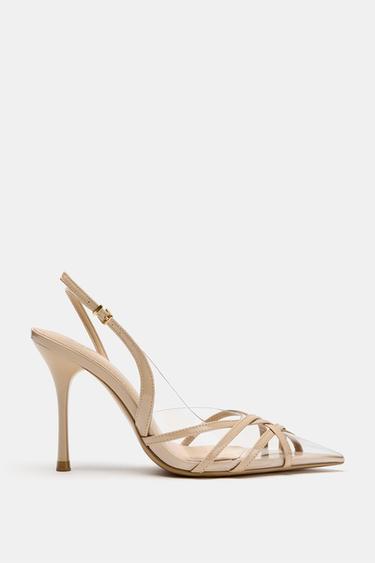 Zara 透明塑料高跟鞋 - 米色